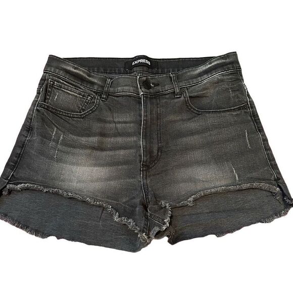 Express black denim cut off shorts- size 10 - Picture 1 of 6